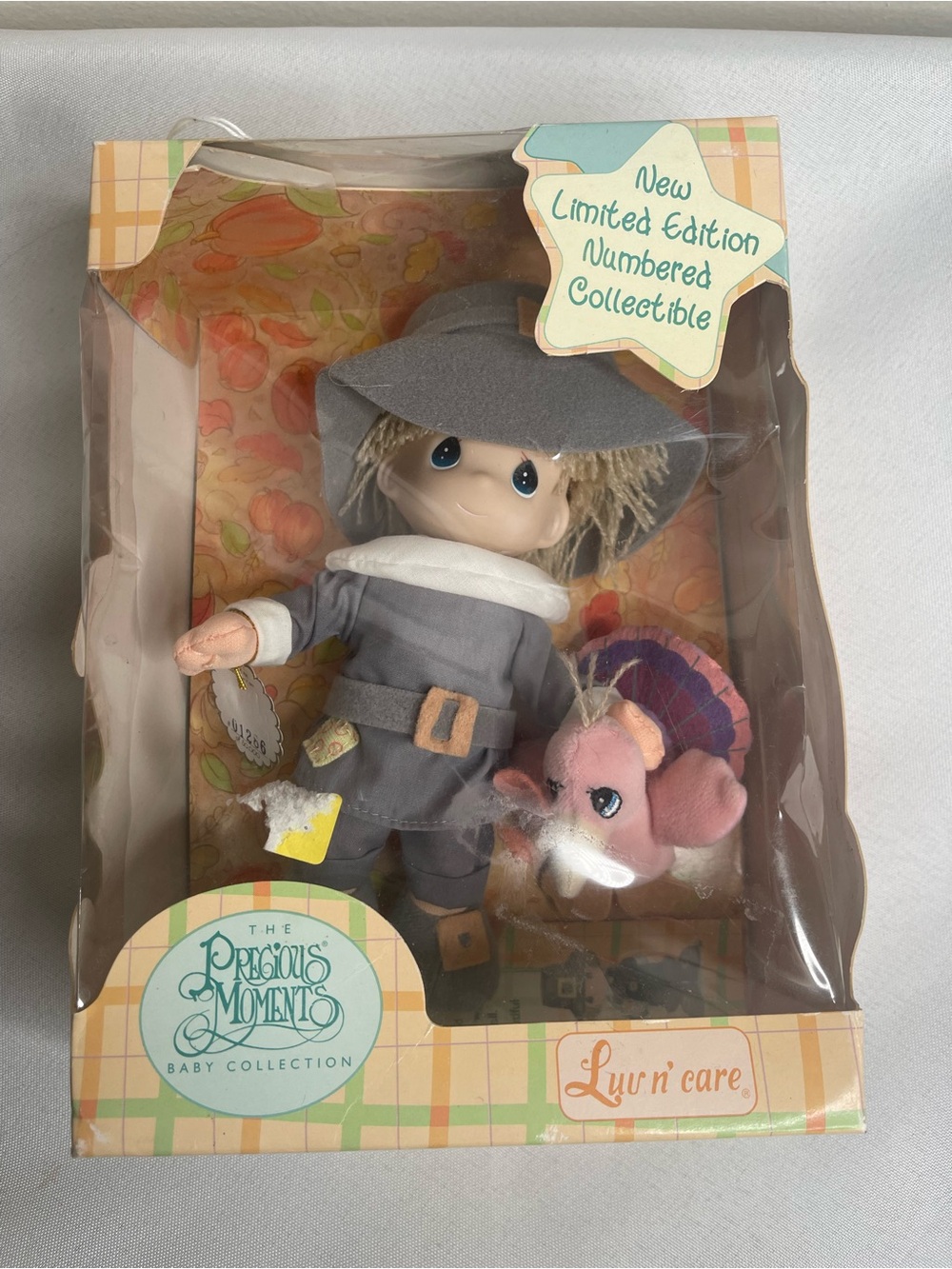 Precious Moments Gray Outfit Luv n' Care Doll with Pink Plush